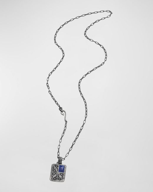 MARCO DAL MASO White Ara Engraved Rectangle Pendant Necklace for men