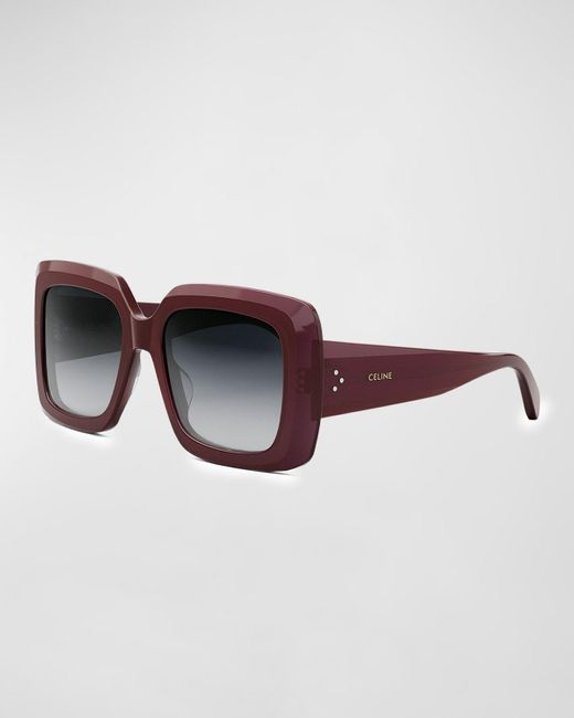 Céline Brown Bold Three-Dot Acetate Square Sunglasses