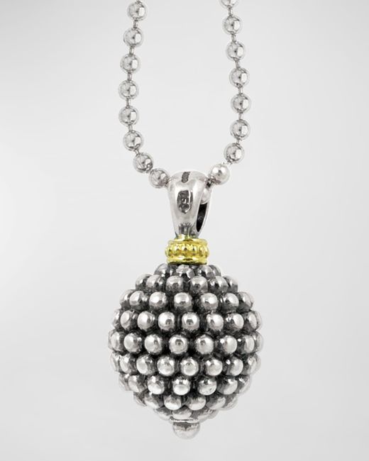 Lagos White Caviar Forever Ball Pendant Necklace, 34"l