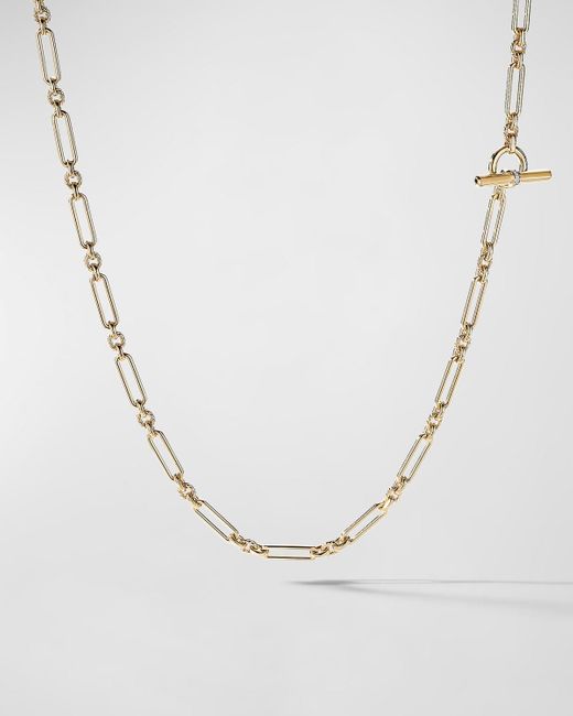David Yurman White Lexington Chain Necklace With Diamonds In 18k Gold, 4.5mm, 16"l