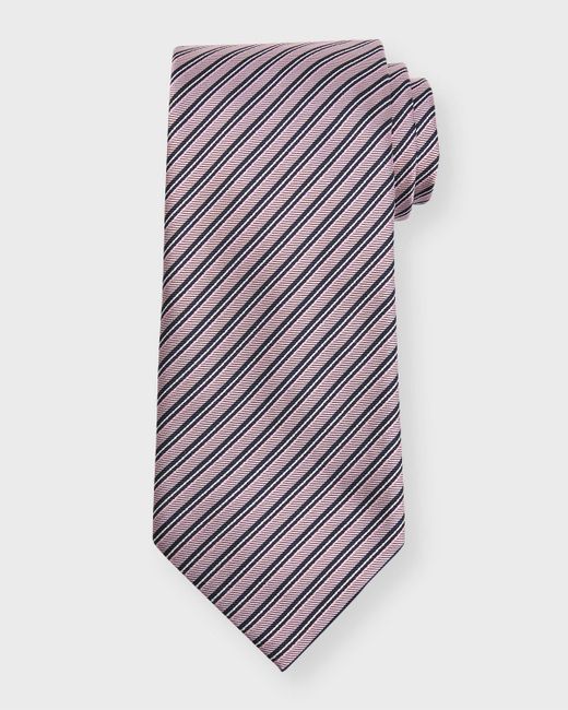 Zegna Purple Stripe Silk Tie for men