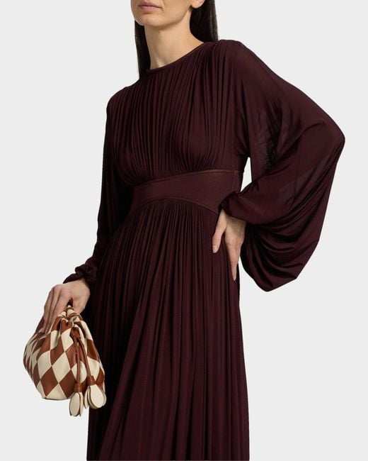Zimmermann Luna Billow Pleated Maxi Dress in Purple | Lyst