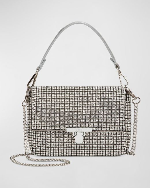Rafe New York Gray Sarita Crystal-embellished Flap Clutch Bag