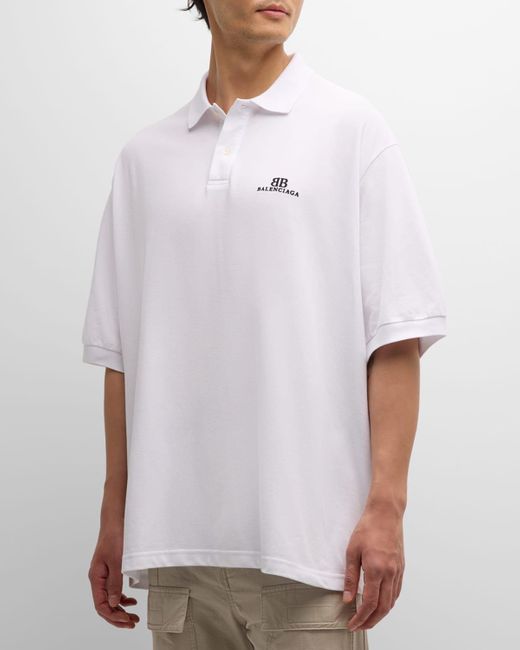 Balenciaga White Oversized Polo Shirt for men