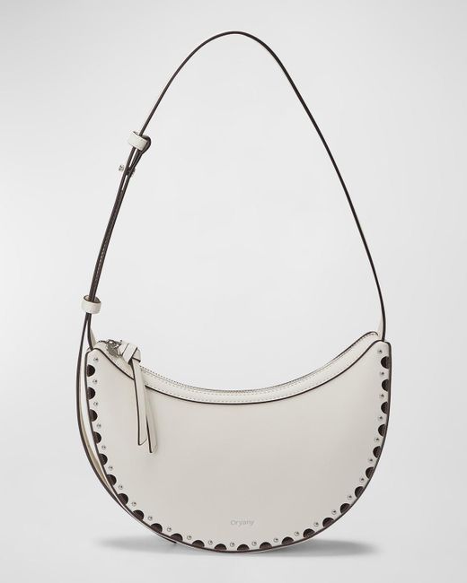 orYANY White Delica Studded Leather Crossbody Bag