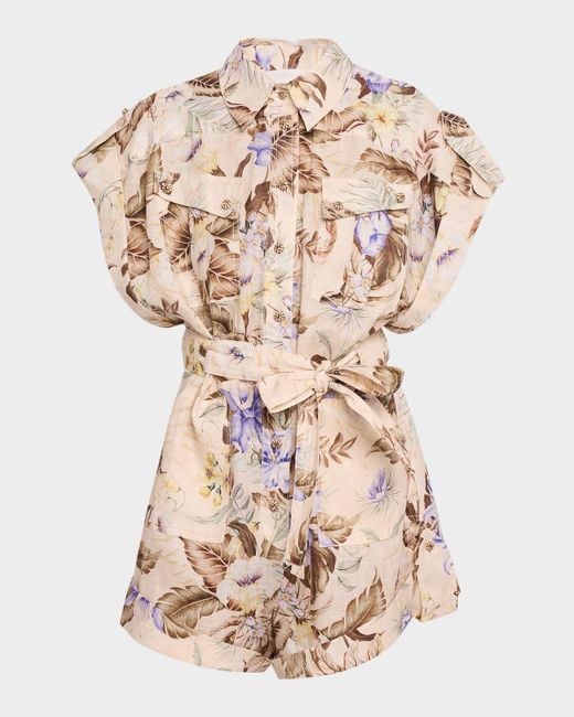 Zimmermann Multicolor Coco Cuffed Playsuit