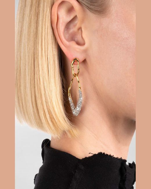 Alexis White Solanales Crystal Double Link Earrings