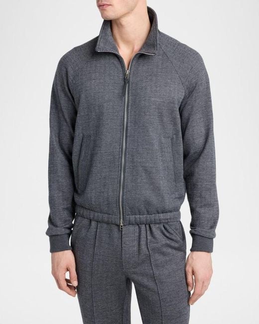 Tom Ford Gray Apos;S Herringbone Full-Zip Jacket for men