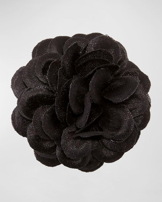 Hook + Albert Satin Dahlia Flower Lapel Pin, Black for men
