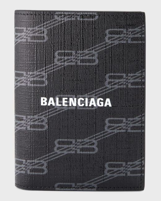 Balenciaga Black Monogram Coated Canvas Bifold Wallet for men