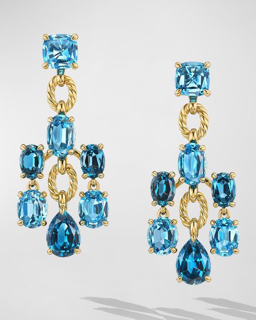 David Yurman Blue Marbella Statement Earrings With Gemstones