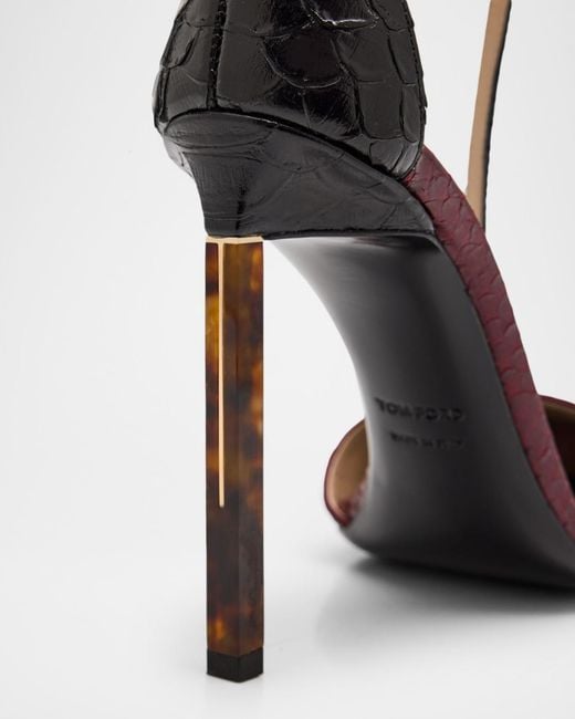 Tom Ford Red Python-Effect Leather Pumps