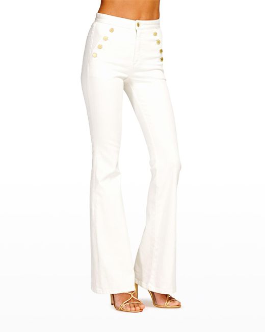Ramy Brook White Helena Sailor-Button Straight Leg Jeans