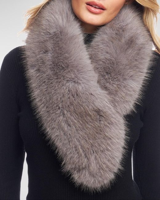 Fabulous Furs Gray Chateau Faux Fur Clip Scarf
