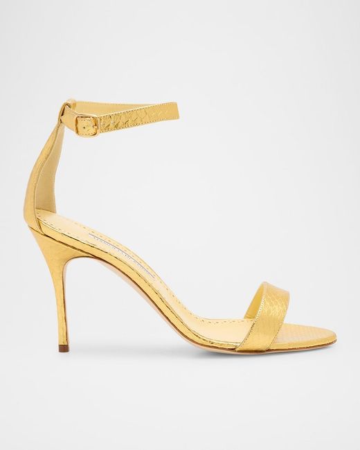 Manolo Blahnik Chaos Metallic Snakeskin Pumps