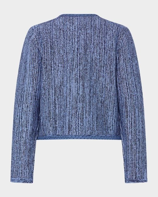 MILLY Blue Shayne Boxy Braid-Trim Jacket