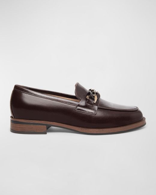 Nero Giardini Brown Leather Chain Slip-On Loafers