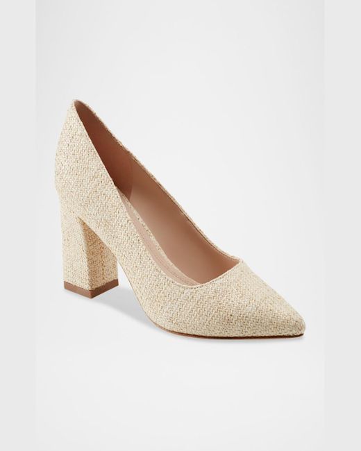 Marc Fisher White Fabric Block-Heel Pumps
