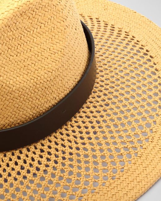 Michael Kors Metallic Open Weave Straw Fedora