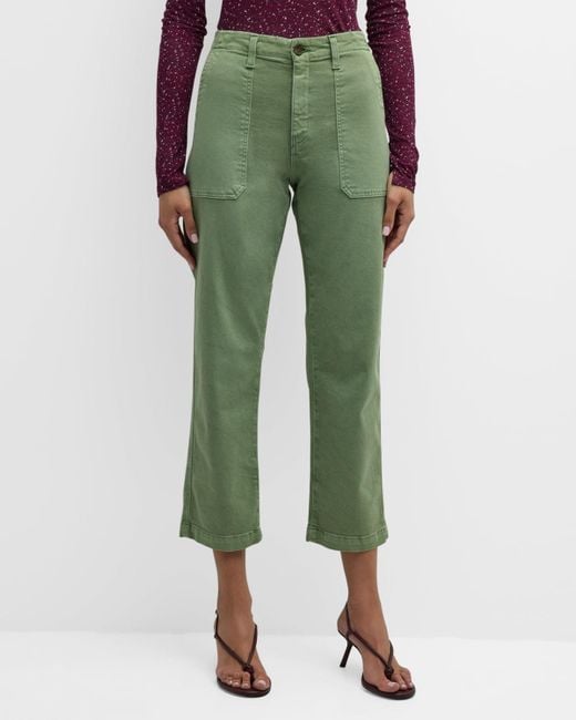 AG Jeans Green Analeigh High-rise Straight Crop Jeans