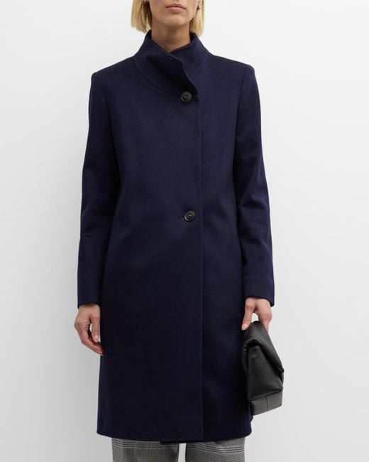Fleurette Blue Vick Wool Overcoat