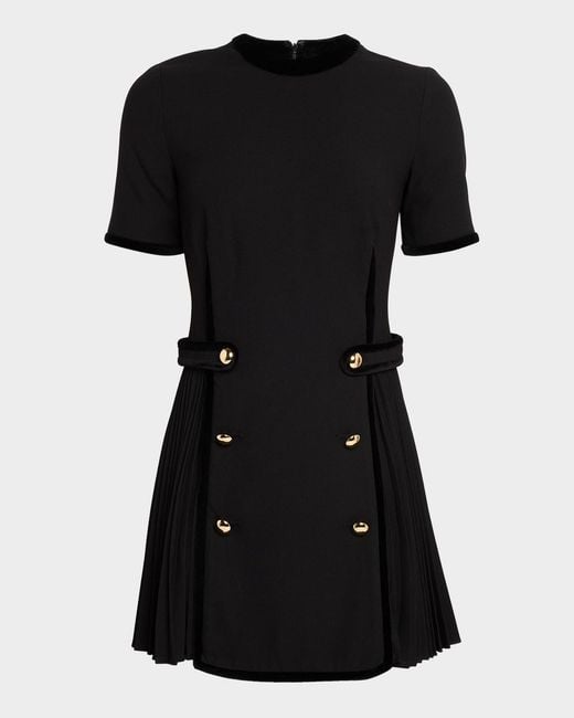 Jonathan Simkhai Women's Black Doria Short-Sleeve Velvet-Trim Mini Dress