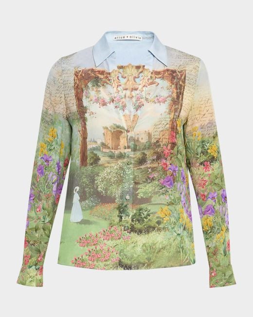 Alice + Olivia Multicolor Eloise Button-Front Blouse