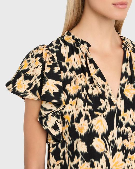 Ulla Johnson Black Lilo Flutter-Sleeve Blouse