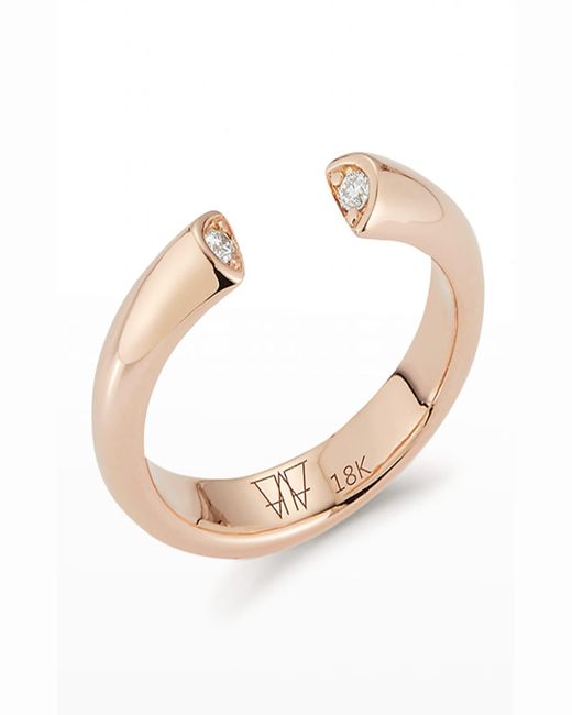 Walters Faith White Thoby Rose Gold 1-row Tubular Open Ring With Diamonds