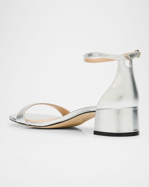 Stuart Weitzman White Cece Metallic Twisted Ring Slide Sandals