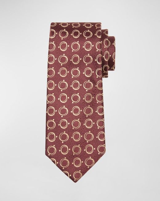 Charvet Red Circle Jacquard Silk Tie for men