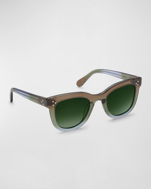 Krewe Green Jena Square Acetate Sunglasses
