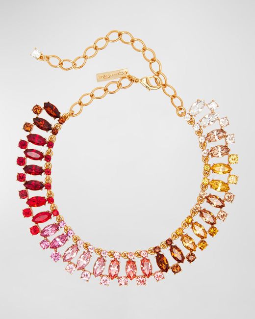 Oscar de la Renta Pink Abstract Crystal Necklace