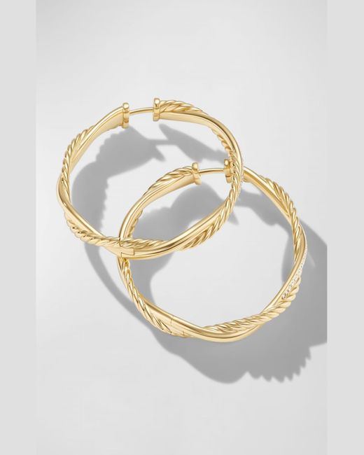 David Yurman Metallic Petite Infinity Hoop Earrings In 18k Gold With Diamonds, 4mm, 1.65"l