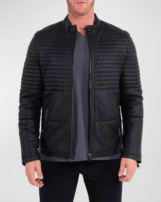 Maceoo Black Apos;S Matte Leather Moto Jacket for men