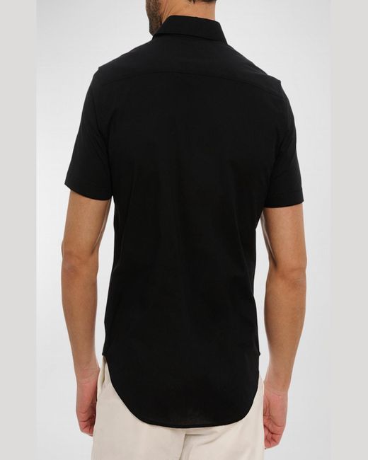 Robert Graham Black Sforza Cotton Short-Sleeve Shirt for men