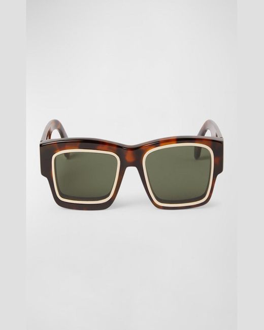 Palm Angels Brown Raymond Acetate Rectangle Sunglasses for men