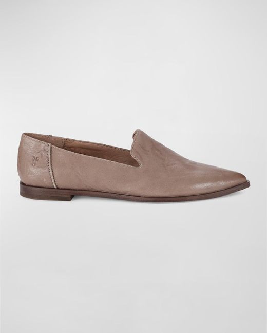 Frye Gray Kenzie Leather Flat Loafers