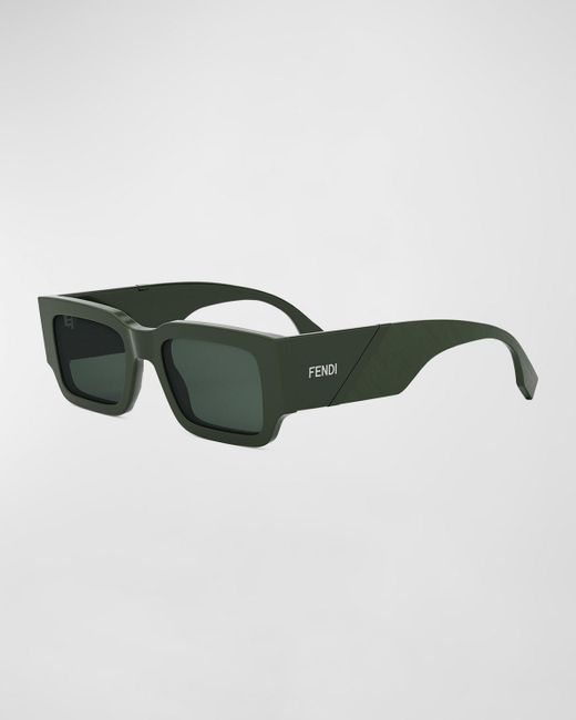 Fendi Green Rectangle Acetate Sunglasses for men