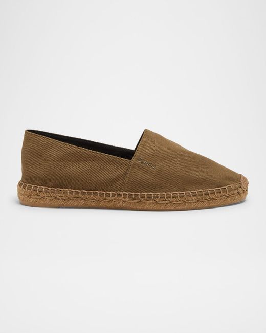 Saint Laurent Brown Cotton Ysl Slip-On Espadrilles