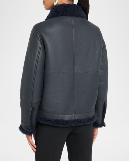 Akris Blue Arno Lamb Shearling Jacket