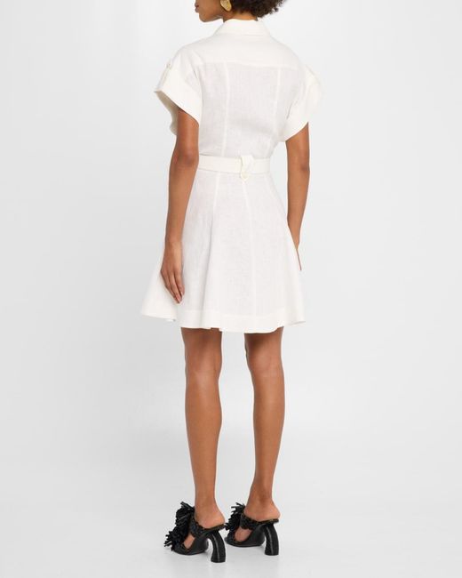 Zimmermann White Awaken Linen Mini Shirtdress