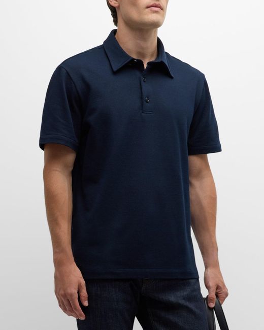 Brioni Blue Cotton Jersey Polo Shirt for men