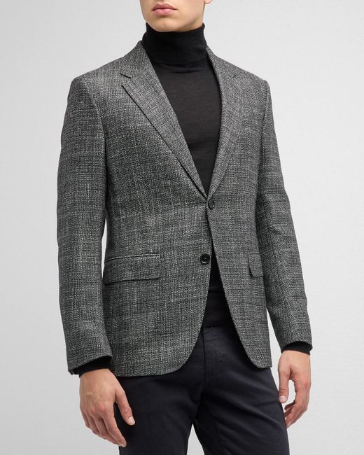 Zegna Gray Textured Wool-Silk Sport Coat for men
