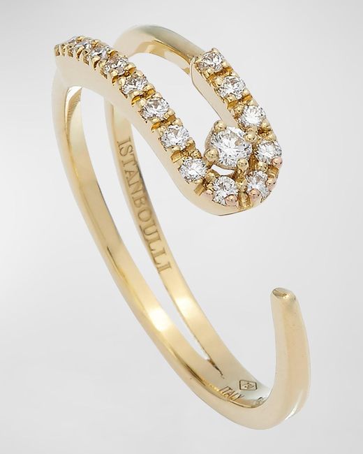 Krisonia Metallic 18k Yellow Gold Tapered Ring With Diamonds, Size 4.5