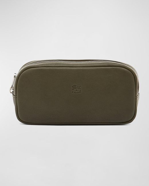 Il Bisonte Green Cestello Leather Toiletry Bag for men