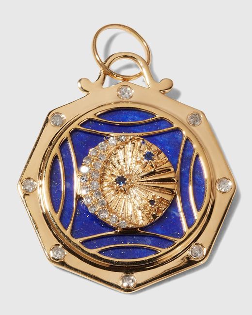 Kastel Jewelry Blue 14k Gold Lapis, Sapphire & Diamond Celestine Pendant