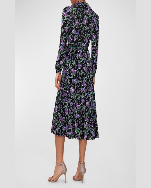 Diane von Furstenberg Blue Phoenix Reversible Floral-Print Midi Wrap Dress