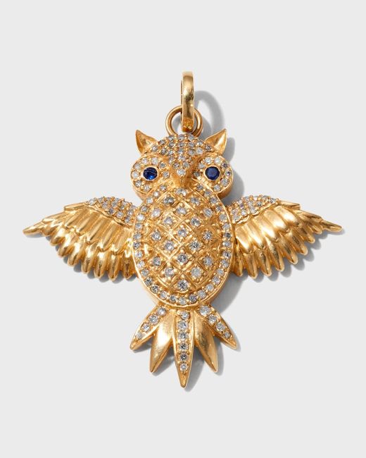 Siena Jewelry Metallic 14k Yellow Gold Diamond And Sapphire Owl Charm