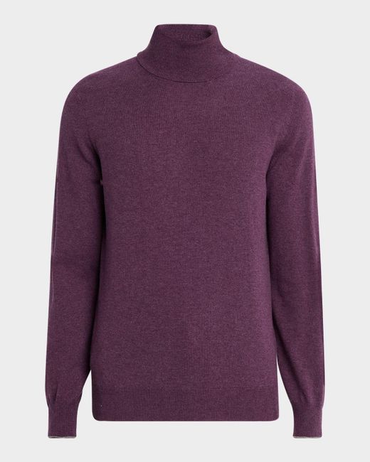Brunello Cucinelli Purple Cashmere Turtleneck Sweater for men